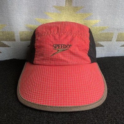 Vintage 90s Speedo Red Nylon Ripstop Longbill 5-Panel Strapback Cap Hat Adult