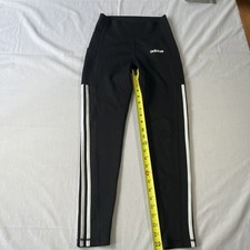 Adidas Leggings Teen Small Black White Spell Out Gym Yoga Climalite Workout