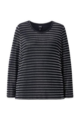 Ulla Popken Damen große Größen Shirt Glitzerstreifen Classic Rundhals
