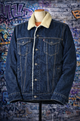 Levis Jacke Herren klein blau Typ 2 Sherpa gefüttert Trucker Denim Bomber  
