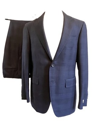 Canali Kei NWT Wool Blend Two Piece Suit Size 4OR (~40RUS) In Blue Plaid 50R EU