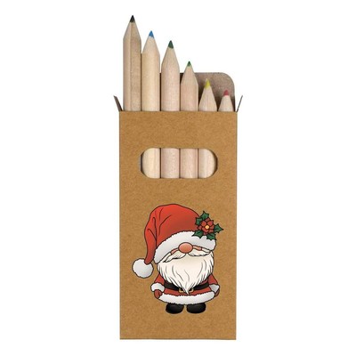 6 x 'Santa Gonk' Short 85mm Pencils / Coloured Pencil Set (PE00069400)
