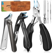 Nail Clippers for Seniors, Heavy Duty Ingrown Toenail Angled Head 6pcs, Black