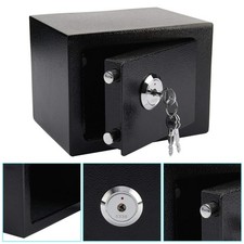 SOLID STEEL SAFE SECURITY FIREPROOF HOME OFFICE MONEY CASH VALUABLES BOX BLACK