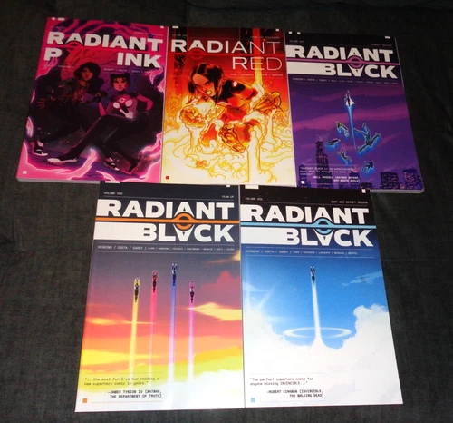 RADIANT BLACK TPB comic book (LOT OF 5) VOL 1, 2 & 3, RED & PINK VOL 1 (F-214)