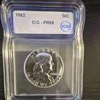 1962 Franklin Half Dollar 50C Proof ICG PR68 90% Silver Philadelphia