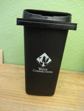 RARE WASTE CONNECTIONS DESKTOP BLACK GARBAGE TRUCK MINI BIN CAN + FREE SHIPPING