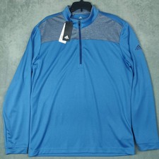 Adidas 1/4 Zip Pullover Mens Large Blue Lightweight Golf Performance UPF NWT