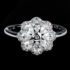 925 Sterling Silver Ring Pear White Sapphire Ceylon 4x3mm Gemstone Jewelry Sz 7