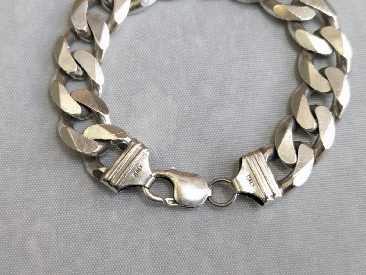 Vintage Sterling Silver Cuban Bracelet 8.5