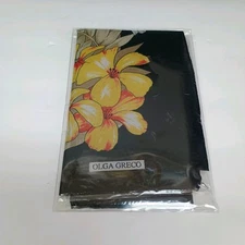 Olga Greco Scarf Floral Black White 29" New  