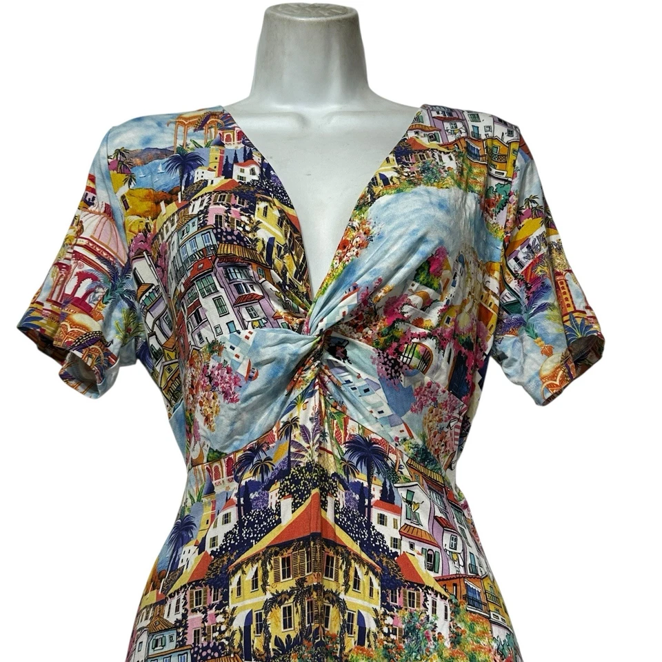 Vestido de manga corta Johnny Was Janie Favorite Twist escena de viaje talla M Foto 3 de 4