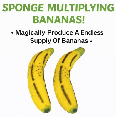 MULTIPLYING SPONGE BANANAS 2 Foam Magic Trick Clown Fruit Funny