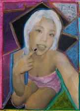 Woman Portrait Modern Art Oil Pastel Mix Media A4 Paper Modern Art Picture