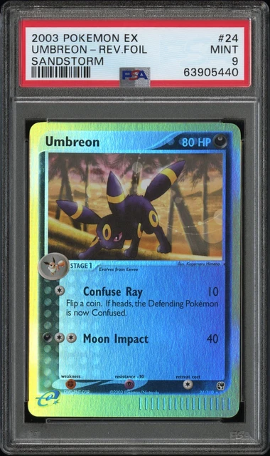 Umbreon Reverse Foil 24/100 Sandstorm 2003 Pokemon EX PSA 9