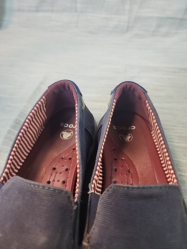 Crocs Damen Canvas Walu Loafer Bootsschuhe Navy Blau Slipper Komfort W8 - Bild 8 von 9