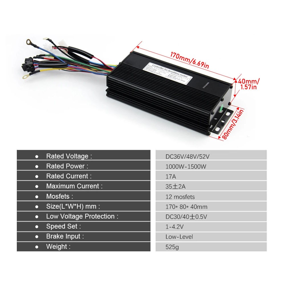 Regolatore E-Bike 36V/48V/52V KT 35A con Display Freno PAS per Motore 1000W-1500W foto 6