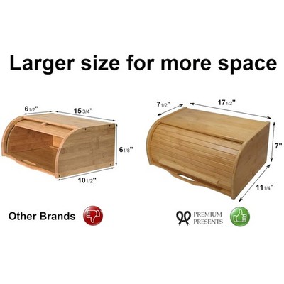 Large Bamboo Bread Box Organizer
