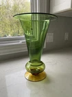 BLENKO GLASS VASE 9311 DESERT GREEN AMBER MCM LABEL Hank Adam’s 1993 Pontil