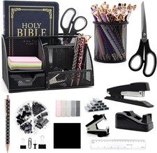 Schreibtisch-Organizer-Set 12-in-1 Schwarz, Bürobedarf, Zubehör, für Zuhause