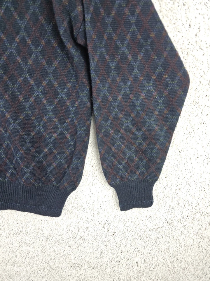 Cárdigan Suéter Vintage Florencia Tricot Mediano Argyle Mezcla Lana Italia Abuelo Foto 2 de 4
