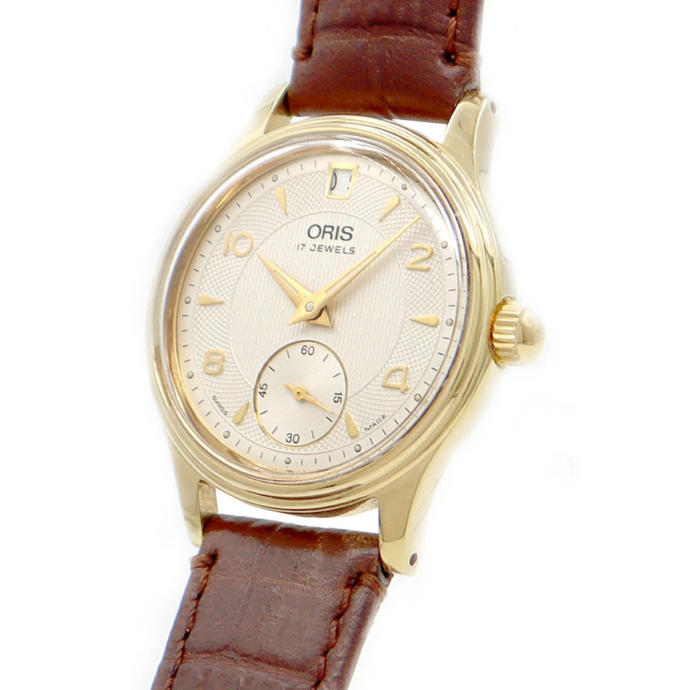 ORIS 7459 26 Manual Wind Watch Silver Dial Small Seconds Gold Tone image 5