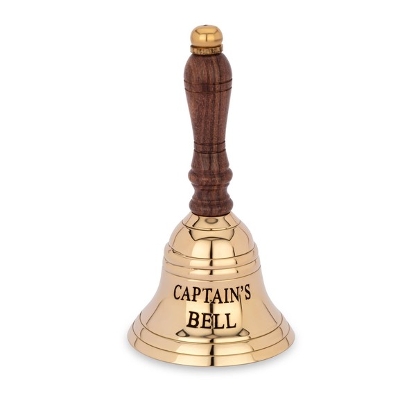 13Cm Tischglocke Messing Gold Graviert Captain's Bell Handglocke Serviceglocke-image