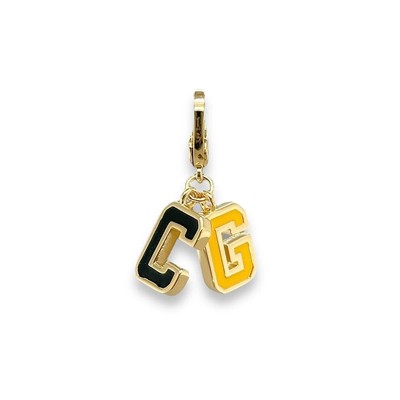 Yellow Gold Plated Sterling Black and Yellow Enamel ''CG'' Charm