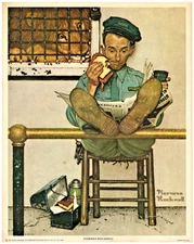 NORMAN ROCKWELL "LION & ZOOKEEPER" ~(DONALD ART CO. / LITHO. PRINT)~ 7.5" X 9.5"