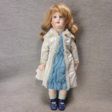 Vintage All Bisque Repro Artist Doll MK Brouse 13" Jointed Glass Eyes Wig Hair