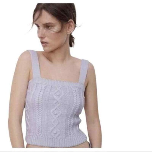 Zara Cable Knit Tank Cropped Lavender 