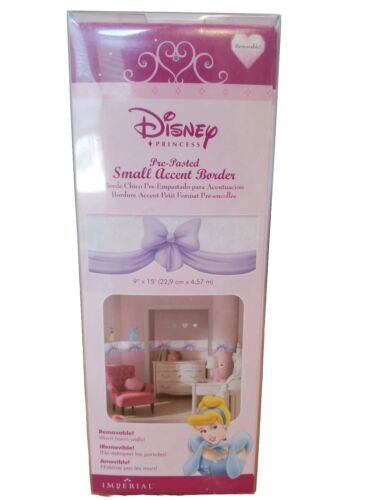 Papier peint Disney Princess bordure pré-collé accent rose violet arcs ruban neuf - Photo 1 sur 2