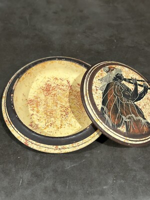 Greek Goddess Athena Playing Autos Ancient Greek Hand Painted Art Pottery Pyxis