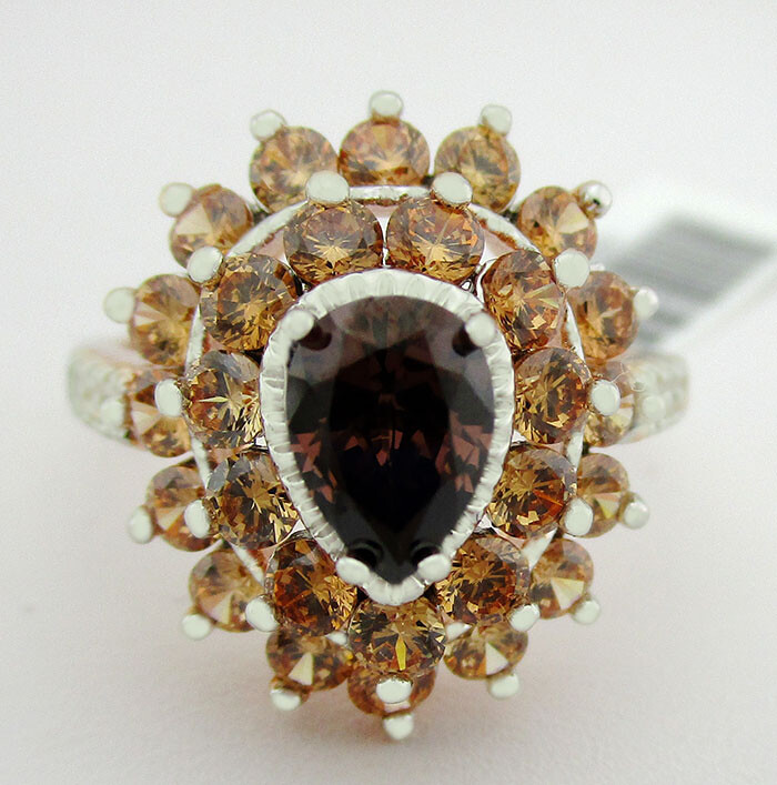 LAB 1.05 Cts SMOKY TOPAZ  RING 14K ROSE GOLD PLATED NEW WITH TAG MADE IN USA