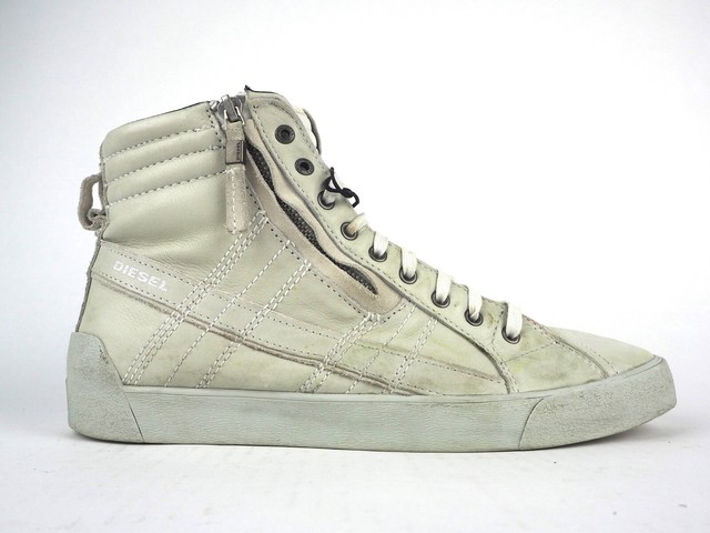 diesel white leather trainers