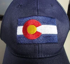 US State Flag Colorado Souvenir Embroidered Adjustable Strap Dark Blue Cap CO