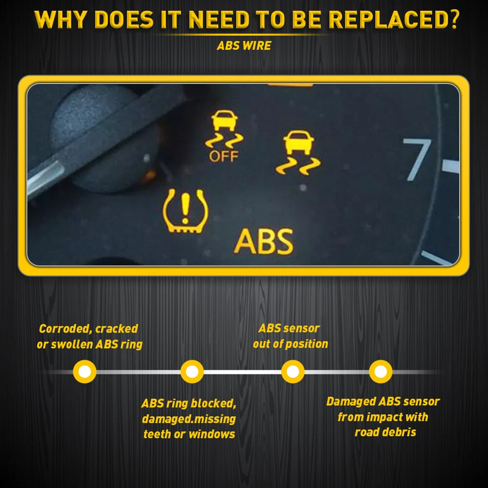Chicote de fios sensor de velocidade de roda 4X ABS para Chevrolet Impala Monte Carlo Cadillac - Imagem 4 de 4