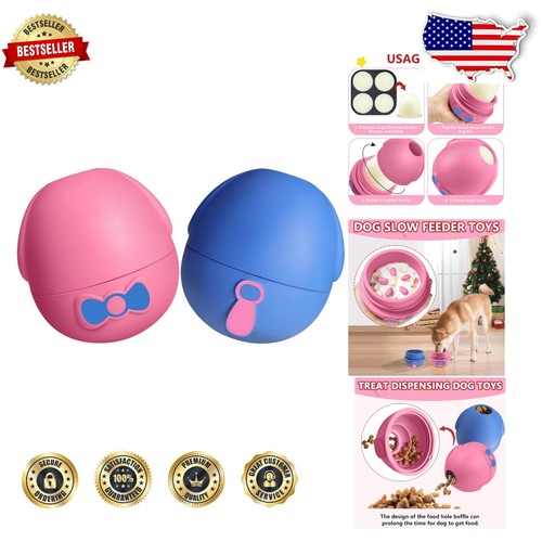 Bright Pink & Blue Treat Dispensing Dog Chew Toy - 2 Pieces for Large Breeds - 第 1/7 張圖片