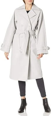 Damen Echte Lammleder Weiße Leder Trenchcoat Reiner Schafspelz Freizeitmantel - Bild 1 von 4