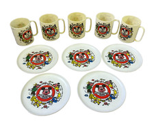 Vintage Mickey Mouse Club Child's Play Dishes 5 Mugs/5 Plates READ DESCRIPTION