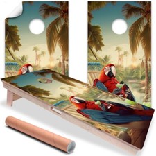 Life is Good Parrot Beach House Cornhole Wraps Stickers Cornhole Skins Cornhole