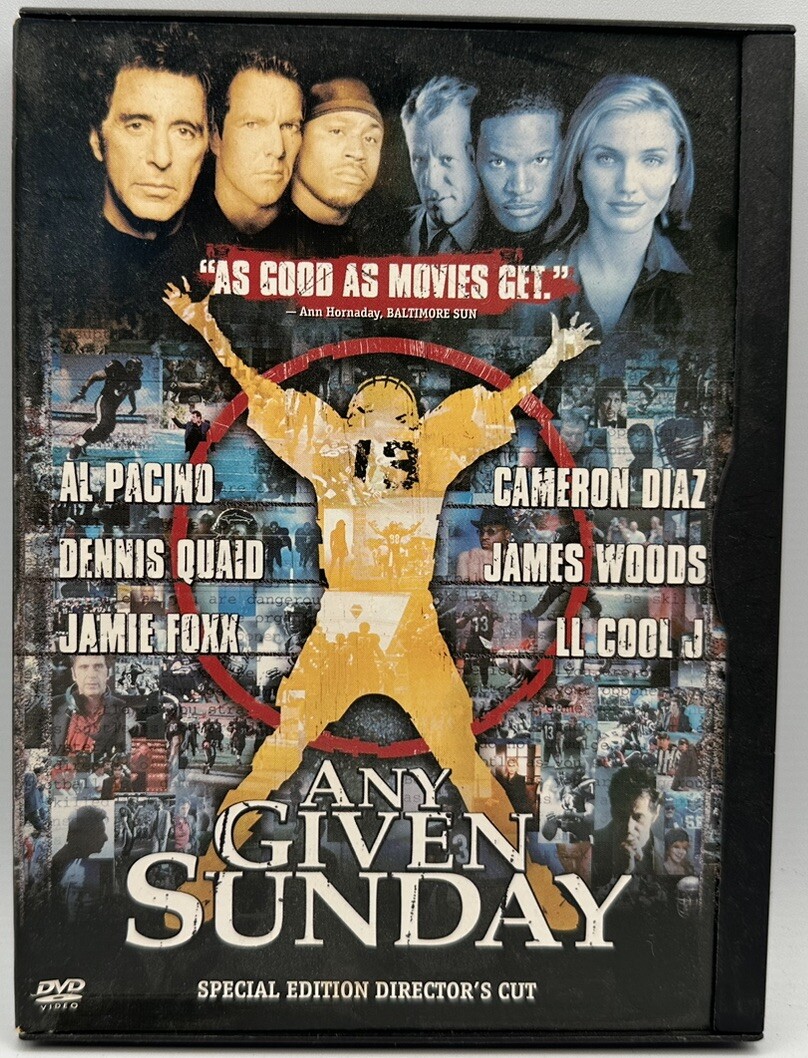Any Given Sunday DVD with Al Pacino Dennis Quaid Jamie Foxx Free Shipping 1999