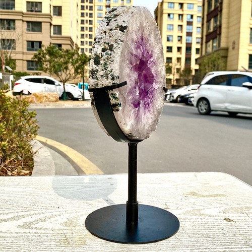 4.29LB Natural Amethyst Cave Crystal Slice Crescent shaped Hand Cut Repai - 第 9/16 張圖片