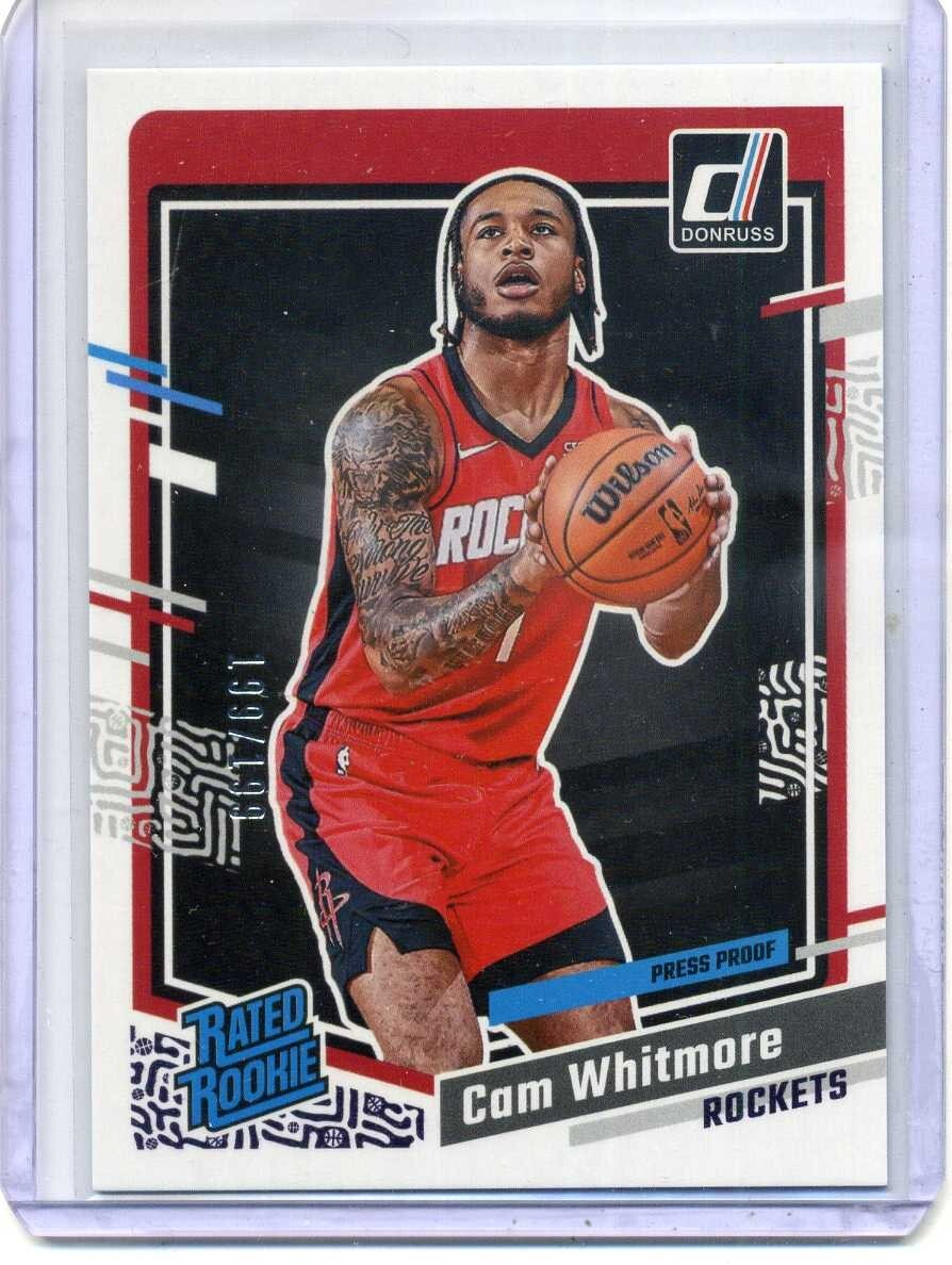 2023-24 Panini Donruss Press Proof Purple #211 Cam Whitmore RC #'d /199 Rockets