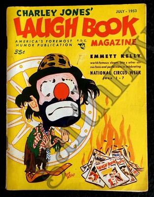 EMMETT KELLY ORIGINAL 1953 LAUGH BOOK CIRCUS CLOWN ARTWORK COVER & CENTERFOLD