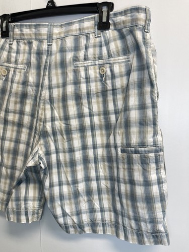 Savane Men’s Size 36 Flat Front Hampton Golf Shorts Plaid Blue Tech Pocket - Picture 11 of 13