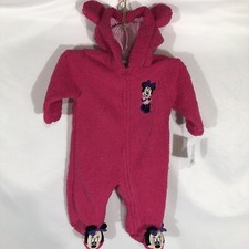 Carrozzina con cappuccio in pile Minnie Mouse fucsia neonato taglia 9 mesi Disney nuova con etichetta