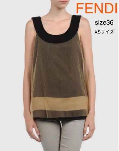 FENDI Women Tank Top Sleeveless Camisole Shirt Black Silk Crewneck Size 36 Italy - Picture 2 of 10