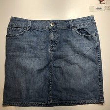 New York  Company Womens Light Blue Denim Mini Skirt 18" w/ Front Pockets Sz 14