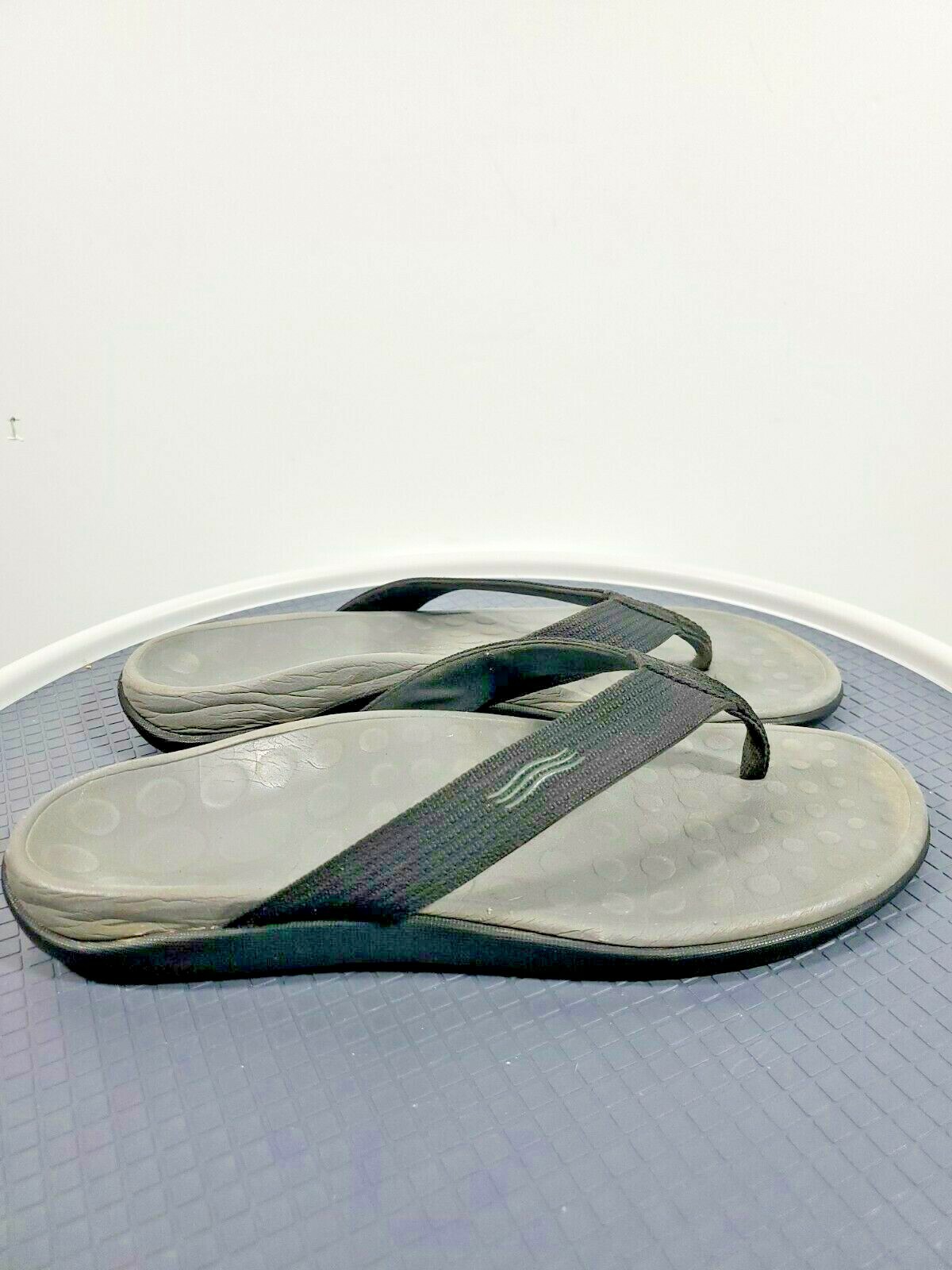 Vionic Men/Women's Fabric Upper Thongs Flip Flop Sandals Black Rubber Outer  Sole | eBay
